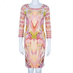 Pre Owned Roberto Cavalli Abstract Pink Printed Shift Dress S