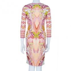 Pre Owned Roberto Cavalli Abstract Pink Printed Shift Dress S