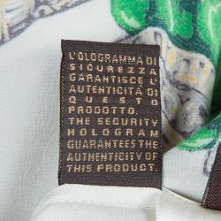 Pre Owned Roberto Cavalli Multicolor Glitter Detail Print Long Sleeve Silk Blouse M