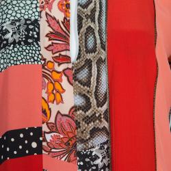 مملوكة مسبقًا Roberto Cavalli Multicolor Patch Printed Silk Long Sleeve Dress M