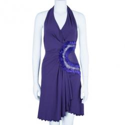 مملوكة مسبقًا Roberto Cavalli Halterneck Embellished Cocktail Dress S