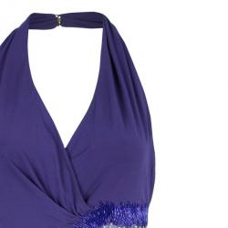 مملوكة مسبقًا Roberto Cavalli Halterneck Embellished Cocktail Dress S