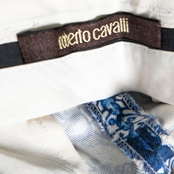 Pre Owned Roberto Cavalli Multicolored Printed Silk Pants M