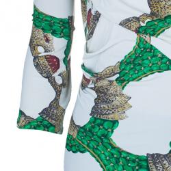 مملوكة مسبقًا Roberto Cavalli Draped Neck Jersey Print Top M