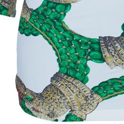 مملوكة مسبقًا Roberto Cavalli Draped Neck Jersey Print Top M