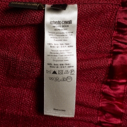 Pre Owned Roberto Cavalli Burgundy Silk Boucle Cropped Jacket M