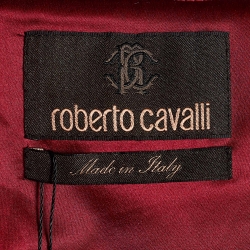 Pre Owned Roberto Cavalli Burgundy Silk Boucle Cropped Jacket M