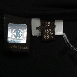 Pre Owned Roberto Cavalli Black Printed Silk Satin Single Breasted Blazer S