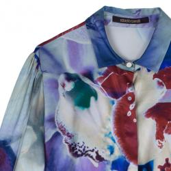 مملوكة مسبقًا Roberto Cavalli Multicolor Floral Silk Blouse S