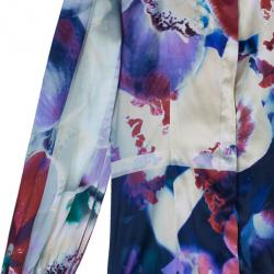 مملوكة مسبقًا Roberto Cavalli Multicolor Floral Silk Blouse S