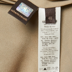 Pre Owned Roberto Cavalli Beige Animal Print Silk Draped Midi Dress S