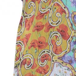مملوكة مسبقًا Roberto Cavalli Abstract Print Silk Blend Dress S