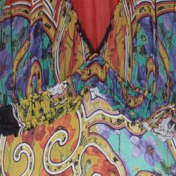 مملوكة مسبقًا Roberto Cavalli Abstract Print Silk Blend Dress S