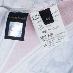 مملوكة مسبقًا Roberto Cavalli Abstract Print Silk Blend Dress S