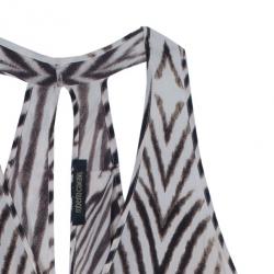 Pre Owned فستان روبرتو كافالي بحمالة عنق طبع فهد M