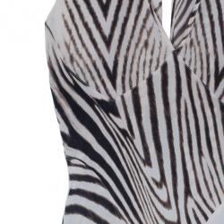 Pre Owned فستان روبرتو كافالي بحمالة عنق طبع فهد M