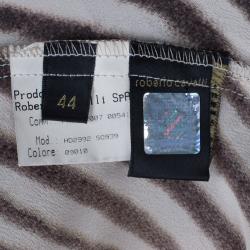 Pre Owned فستان روبرتو كافالي بحمالة عنق طبع فهد M