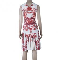 Pre Owned Roberto Cavalli Abstract Print Ruched Dress M