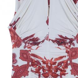 Pre Owned Roberto Cavalli Abstract Print Ruched Dress M