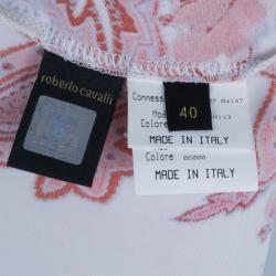 Pre Owned Roberto Cavalli Abstract Print Ruched Dress M