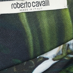 Pre Owned Roberto Cavalli Multicolor Floral Print Jersey Beetle Brooch Cutout Maxi Dress S