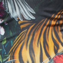 Pre Owned Roberto Cavalli Multicolor Floral Print Jersey Beetle Brooch Cutout Maxi Dress S