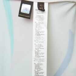 Pre Owned Roberto Cavalli Multicolor Leaves Print Stretch Knit Ruched Maxi Dress M