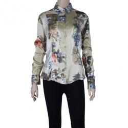 Pre Owned Roberto Cavalli Silk Floral Shirt M