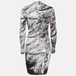 Pre Owned Roberto Cavalli Multicolor Print Jersey Wrap Detail Dress M
