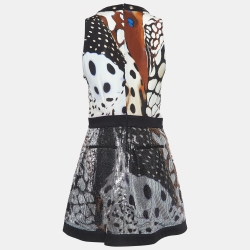 Pre Owned Roberto Cavalli Multicolor Printed Sequin and Cotton Lace-Up Mini Dress M