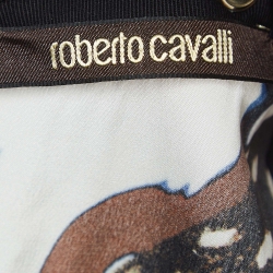 Pre Owned Roberto Cavalli Multicolor Printed Sequin and Cotton Lace-Up Mini Dress M