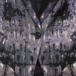 Pre Owned Roberto Cavalli Purple Printed Silk Single-Breasted Blazer M