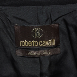 Pre Owned Roberto Cavalli Purple Printed Silk Single-Breasted Blazer M