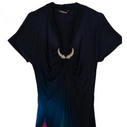 مملوكة مسبقًا Roberto Cavalli Black Print Dress L