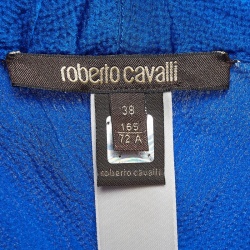 Pre Owned Roberto Cavalli Blue Textured Silk Flared Trousers S