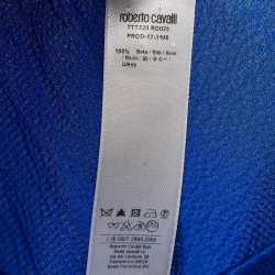 Pre Owned Roberto Cavalli Blue Textured Silk Flared Trousers S