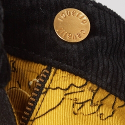 Pre Owned Roberto Cavalli Black/Yellow Printed Corduroy & Wool Blend Pants M