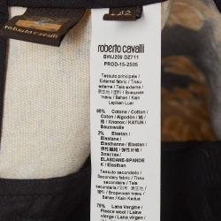 Pre Owned Roberto Cavalli Black/Yellow Printed Corduroy & Wool Blend Pants M