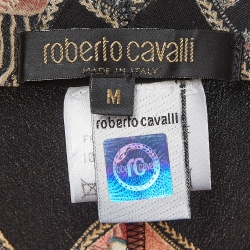 Pre Owned Roberto Cavalli Multicolor Floral Glitter Print Silk Maxi Skirt M