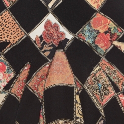 Pre Owned Roberto Cavalli Multicolor Floral Glitter Print Silk Maxi Skirt M