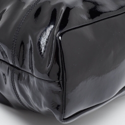 Pre Owned Roberto Cavalli Black Patent Leather RC Logo Tote