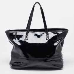 Pre Owned Roberto Cavalli Black Patent Leather RC Logo Tote