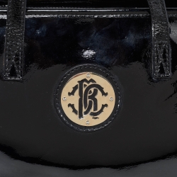 Pre Owned Roberto Cavalli Black Patent Leather RC Logo Tote