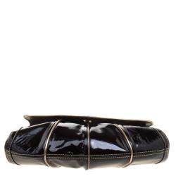 Pre Owned حقيبة كتف روبرتو كافالي حلية جلد لامعة سوداء