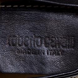 Pre Owned حقيبة كتف روبرتو كافالي حلية جلد لامعة سوداء