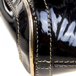 Pre Owned حقيبة كتف روبرتو كافالي حلية جلد لامعة سوداء