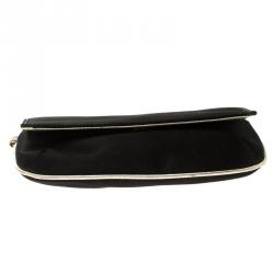 Pre Owned حقيبة كلتش روبرتو كافالي سوار ثعبان ساتان سوداء