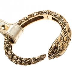 Pre Owned حقيبة كلتش روبرتو كافالي سوار ثعبان ساتان سوداء