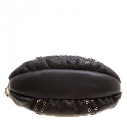 Roberto Cavalli Dark Brown Croc Embossed Leather Tote