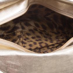Roberto Cavalli Dark Brown Croc Embossed Leather Tote